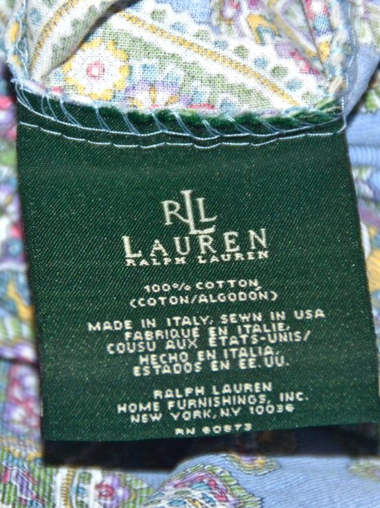 RALPH LAUREN Studio Paisley Oceanside Blue KING Duvet Cover 100% Cotton ITALY - Picture 2 of 6